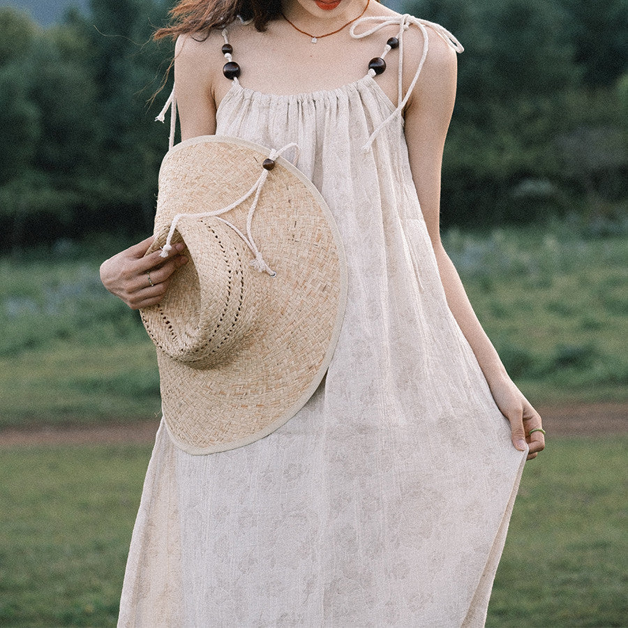 Summer Cotton Linen Dress Woman New