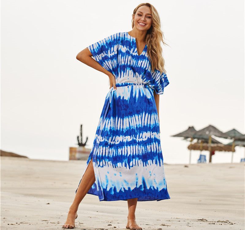 Smudge print beach dress