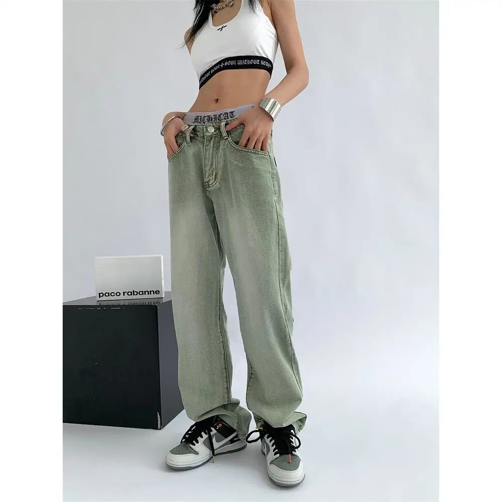 High-waisted Straight Slim Wide-leg Drop Trousers