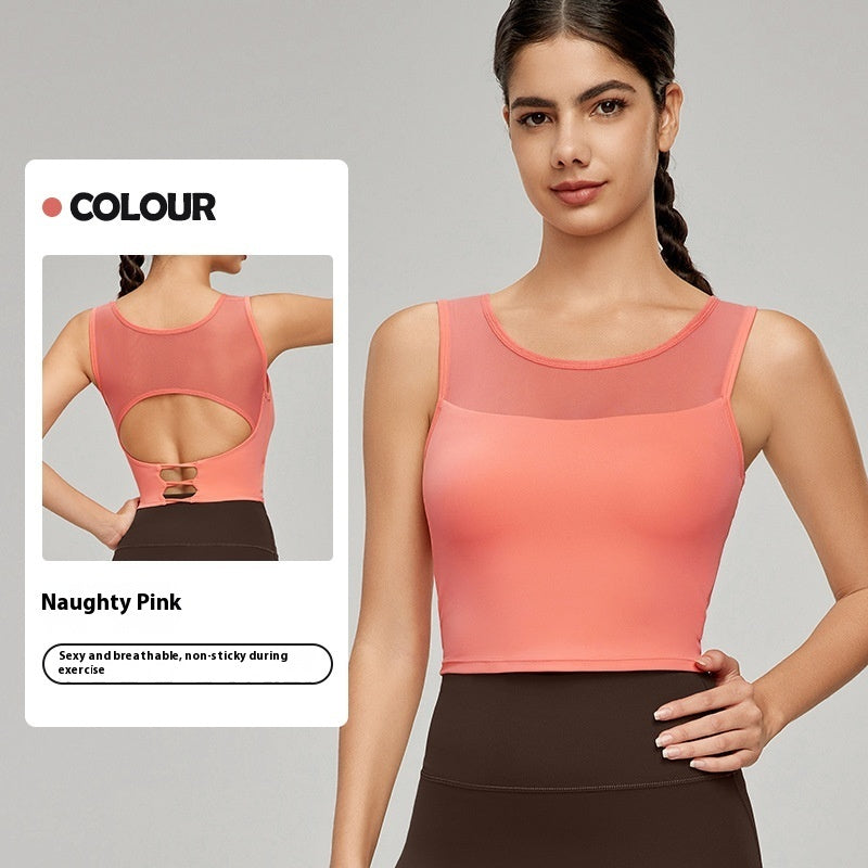 Splicing Mesh Beauty Back Yoga Vest